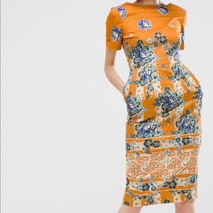 Orange/Blue Midi dress
